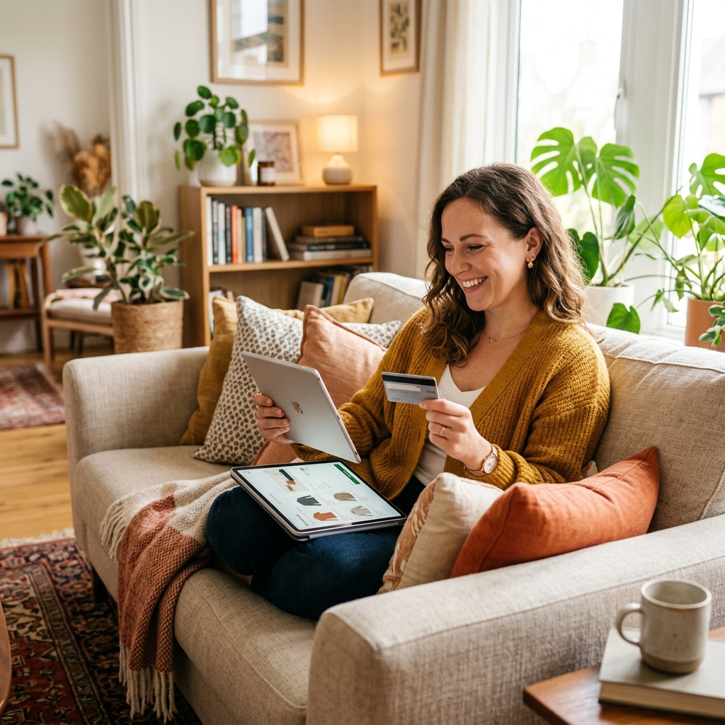 Woman ordering trimixiptv subscription online